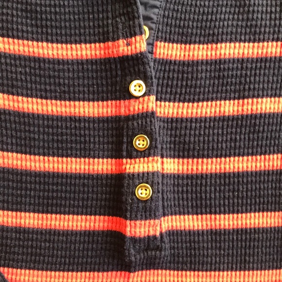 J Crew waffle knit striped henley navy/orange XXS - Picture 2 of 3